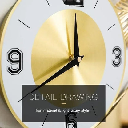 Ginkgo Leaf Metal Wall Clock Large Silent Decorative Wall Art for Living Room and Home