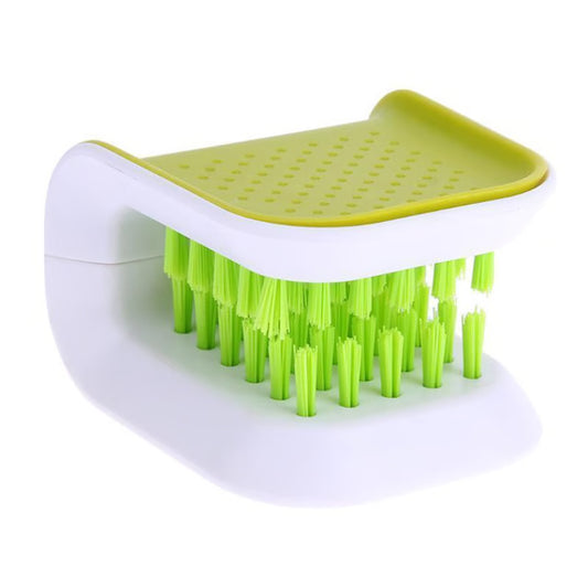 Green Double Sided Bristle Scrubber – Non-Slip Blade Brush for Knife & Cutlery Cleaning
