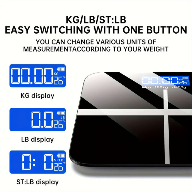 Electronic Digital Bathroom Scale with LCD Display and Temperature Function