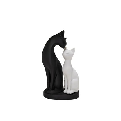 Black and White Cat Sculpture Modern Desk & Home Decor Accent