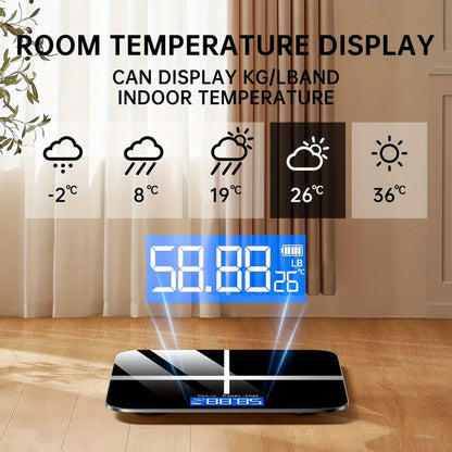Electronic Digital Bathroom Scale with LCD Display and Temperature Function