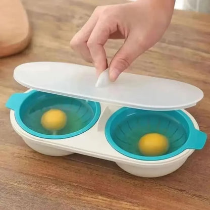 Microwave Eggs Poacher - Double-Cup Egg Boiler Kitchen Gadget | Hot Spring Egg Mold & Clear Water Lotus Egg Maker.