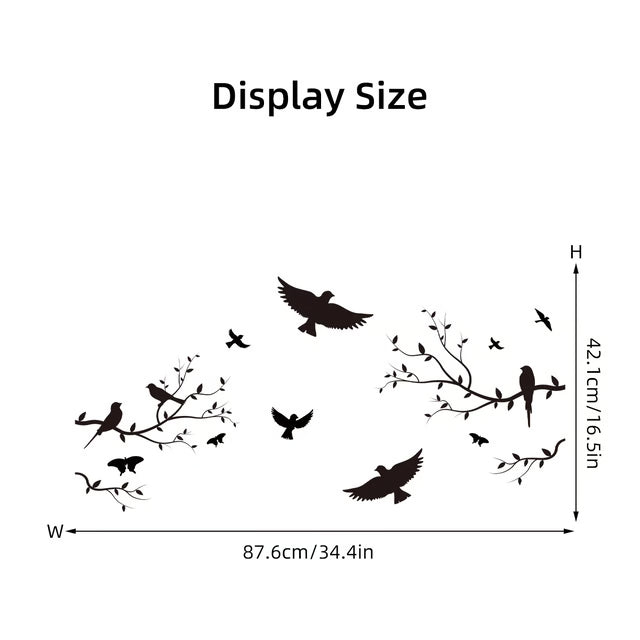 Kids Room Decoration Branch Bird Silhouette Wall Stickers, Living Room Wall Decals, DIY Home Bedroom Decor
